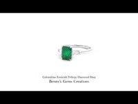 Colombian Emerald Trilogy Diamond Ring featuring three Colombian emeralds and sparkling diamonds