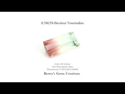 6.78cts Bicolour Tourmaline gemstone showcasing vivid dual-tone colour and natural clarity.