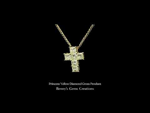Princess Yellow Diamond Cross Pendant