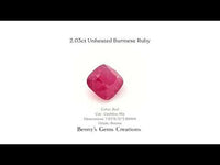 2.03CTS Unheated Burmese Ruby – natural ruby with vivid red hue and exceptional brilliance.