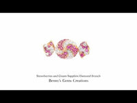 Strawberries and Cream Sapphire Diamond Brooch with pink sapphires and sparkling diamonds – elegant floral-inspired jewelry with a soft romantic touch.