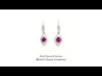 White Gold Ruby Diamond Earrings showcasing vivid red rubies and diamond accents