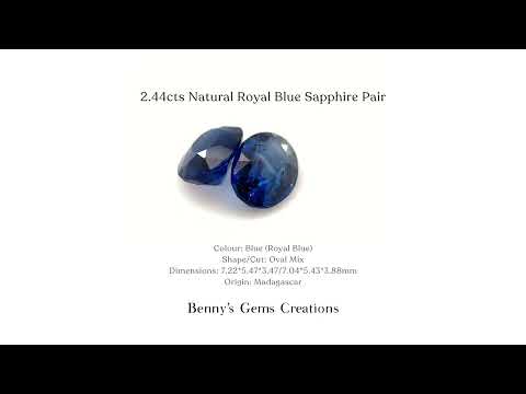 2.44cts Natural Royal Blue Sapphire Pair