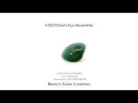 4.35CTS cat's eye alexandrite gemstone with vivid color change and cat's eye effect
