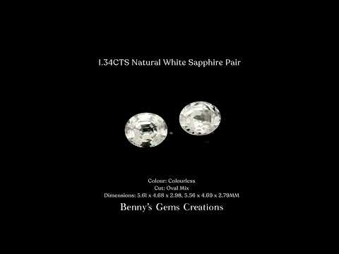 1.34CTS Natural White Sapphire Pair sparkling and ideal for earrings or matching rings