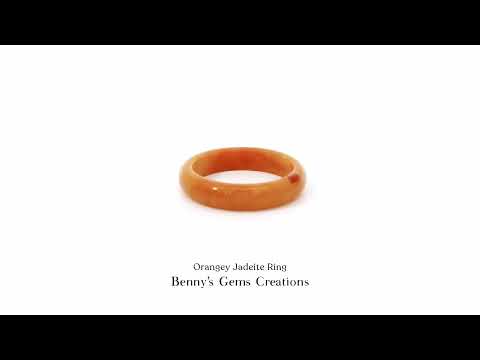 Orangey Jadeite Ring with smooth cabochon cut 
