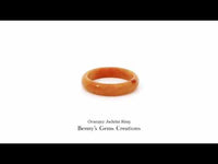 Orangey Jadeite Ring with smooth cabochon cut 
