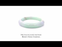 Milky Green and Lavender Jade Bangle featuring a smooth polished finish with natural gradient hues symbolizing harmony and elegance.