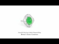 Graceful Cabochon Jadeite Diamond Ring accented with sparkling diamonds in fine jewelry setting 