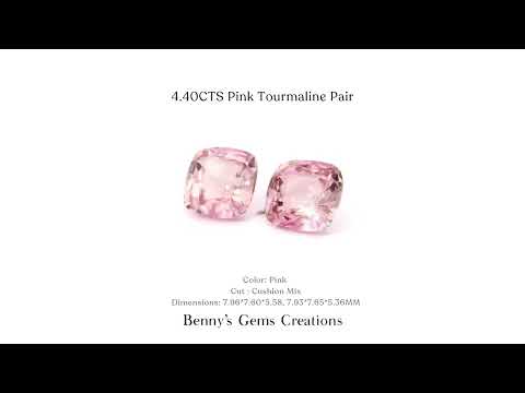 4.40 carat pink tourmaline pair – matching natural gemstones with vibrant pink color, perfect for earrings or custom fine jewelry designs.