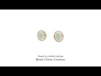 Classic Icy Jadeite Earrings featuring translucent icy jadeite set in rose gold for timeless elegance