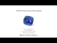4.62CTS Unheated Royal Blue Sapphire - Benny's Gems Creations
