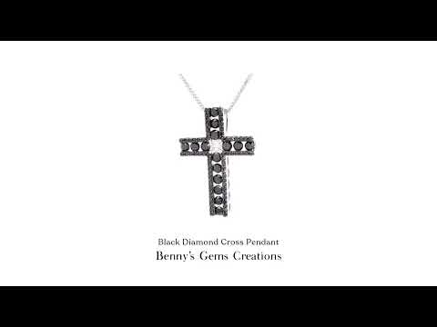 Black Diamond Cross Pendant with modern statement design in white gold setting