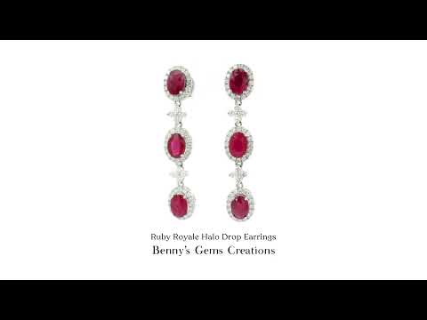 Ruby Royale Halo Drop Earrings