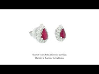 18K white gold ruby and diamond earrings featuring 2 rubies (1.50 ct total) and 24 diamonds (0.70 ct total).