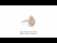Elegant Pink Pear Diamond Ring in white gold, featuring a blush-toned pear diamond accented with brilliant round diamonds in a timeless fine jewelry setting