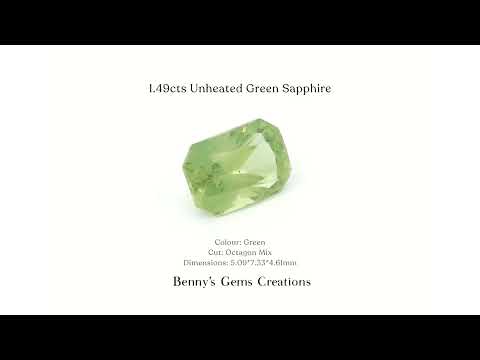 1.49cts Unheated Green Sapphire - Benny's Gems Creations
