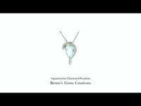 White Gold Aquamarine Diamond Pendant with natural aquamarine and diamond accents