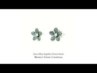 Sweet Blue Sapphire Flower Studs