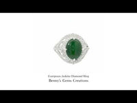 Evergreen Jadeite Diamond Ring featuring rich green jade with sparkling diamond accents in white gold