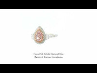 Fancy Pink Delight Diamond Ring with radiant blush center stone, accented with sparkling white diamonds on a sleek, elegant band for a timeless and romantic look in white gold