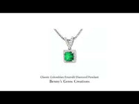 Elegant Colombian Emerald Diamond Pendant with vivid green emerald in timeless classic design