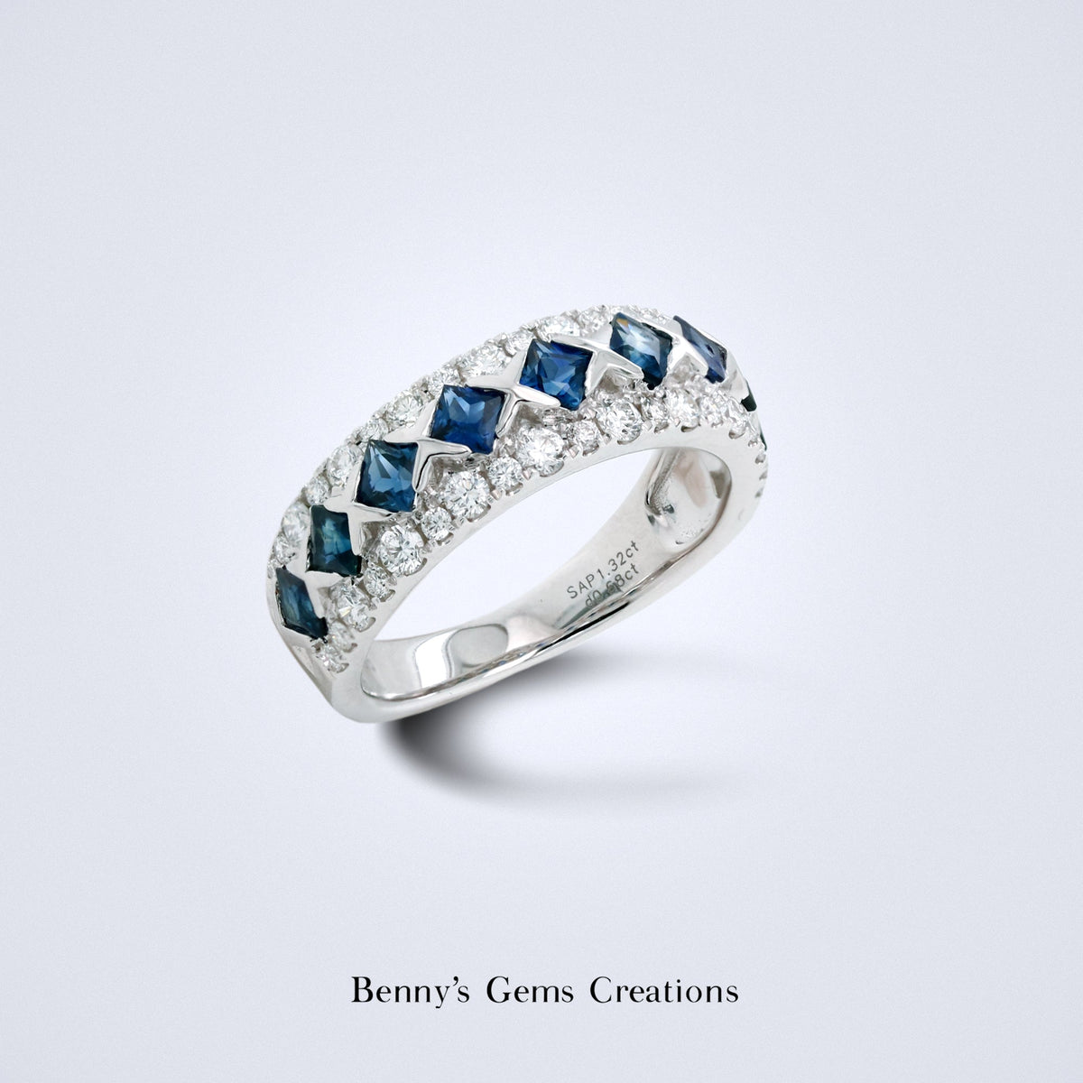 Princess Cut Blue Sapphire Ring - Benny's Gems Creations