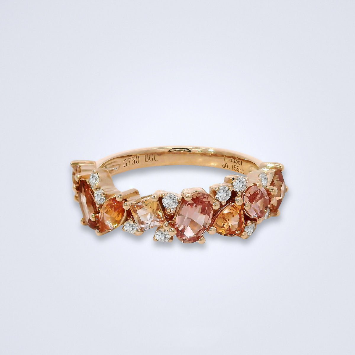 Princess Padparadscha Diamond Ring - Benny's Gems Creations