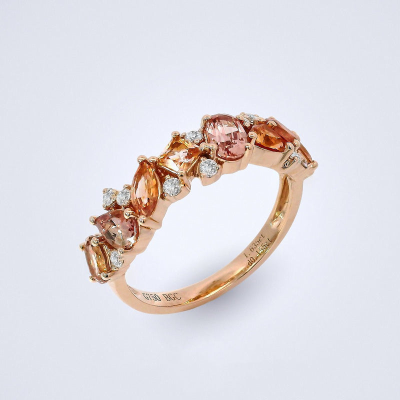 Princess Padparadscha Diamond Ring - Benny's Gems Creations