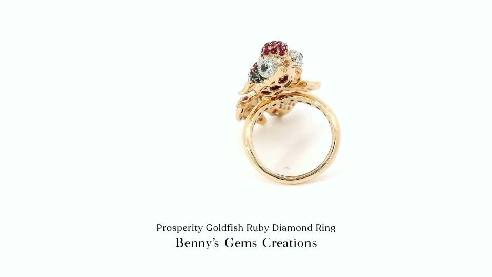 Prosperity Goldfish Ruby Diamond Ring - Benny's Gems Creations
