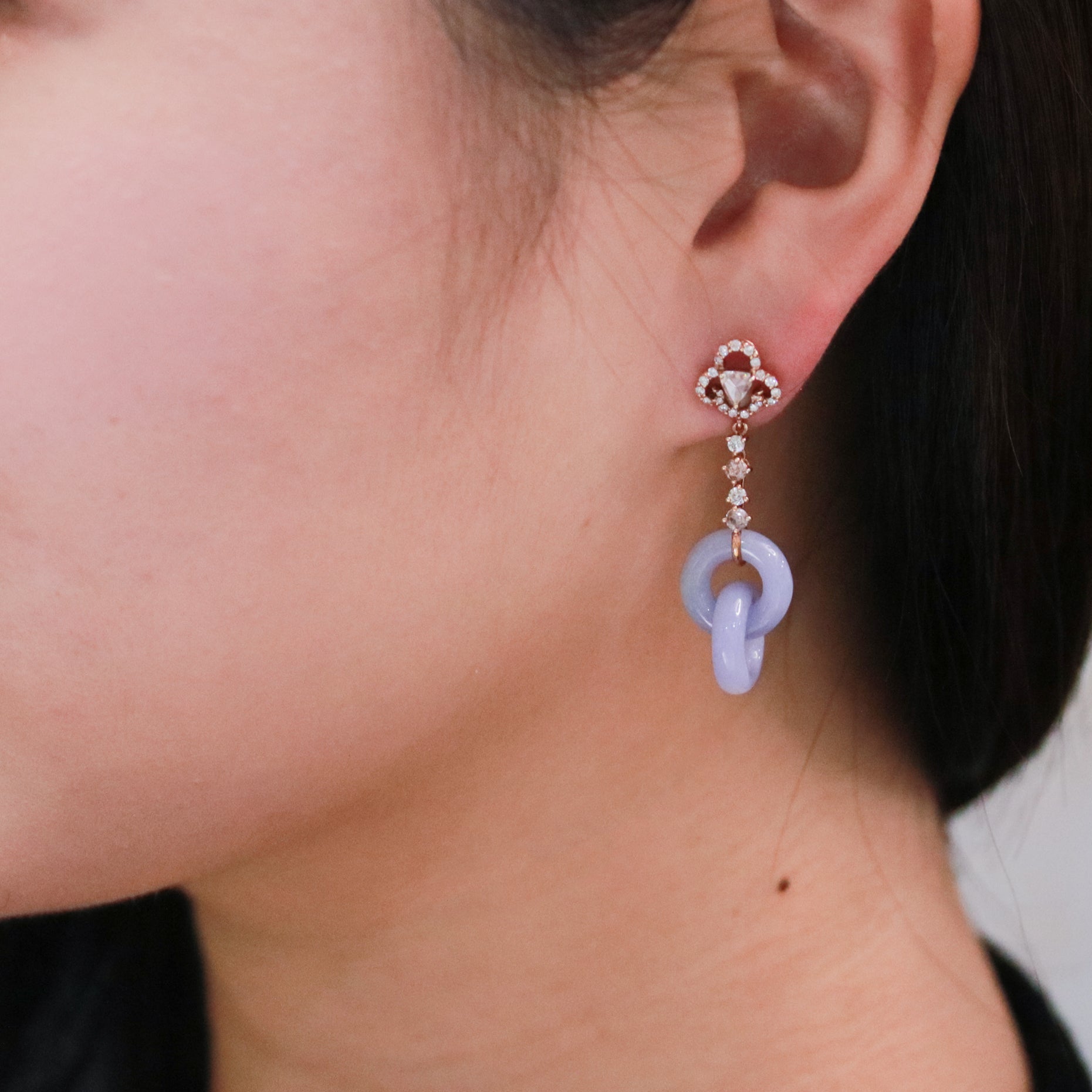 Purple Jadeite Links Dangling Earrings - Benny's Gems Creations