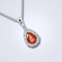Radiant Ember Orange Sapphire Halo Teardrop Pendant - Benny's Gems Creations