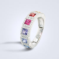 Rainbow Blocks Sapphire Diamond Ring - Benny's Gems Creations