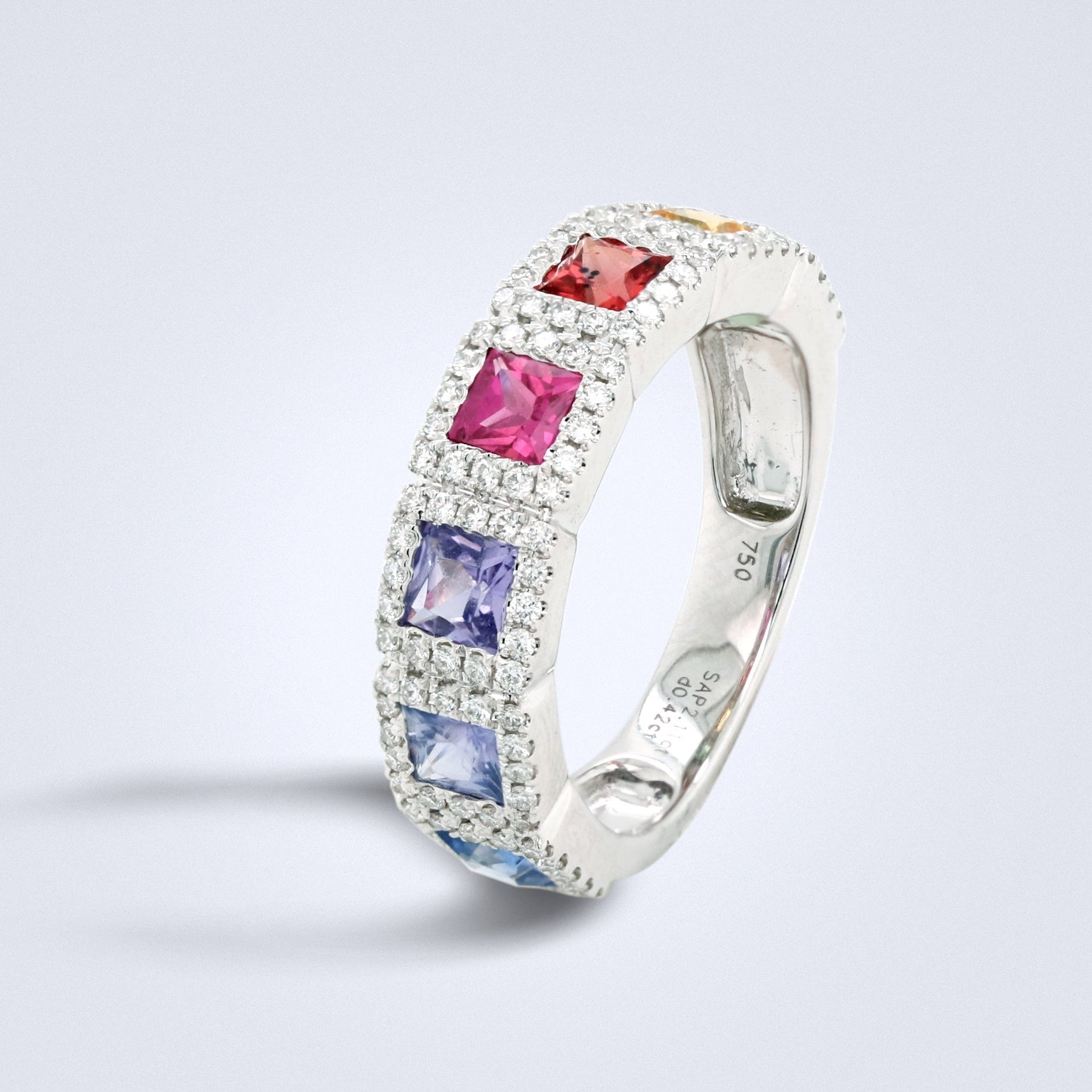 Rainbow Blocks Sapphire Diamond Ring - Benny's Gems Creations