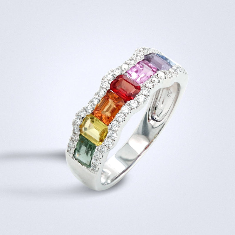 Rainbow Dreams Sapphire Diamond Ring - Benny's Gems Creations
