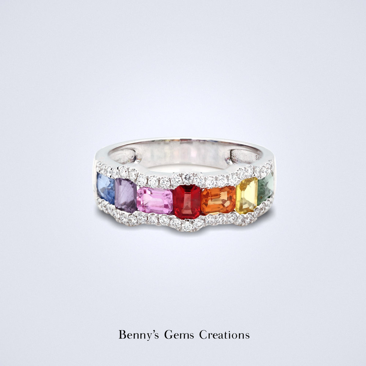 Rainbow Dreams Sapphire Diamond Ring - Benny's Gems Creations