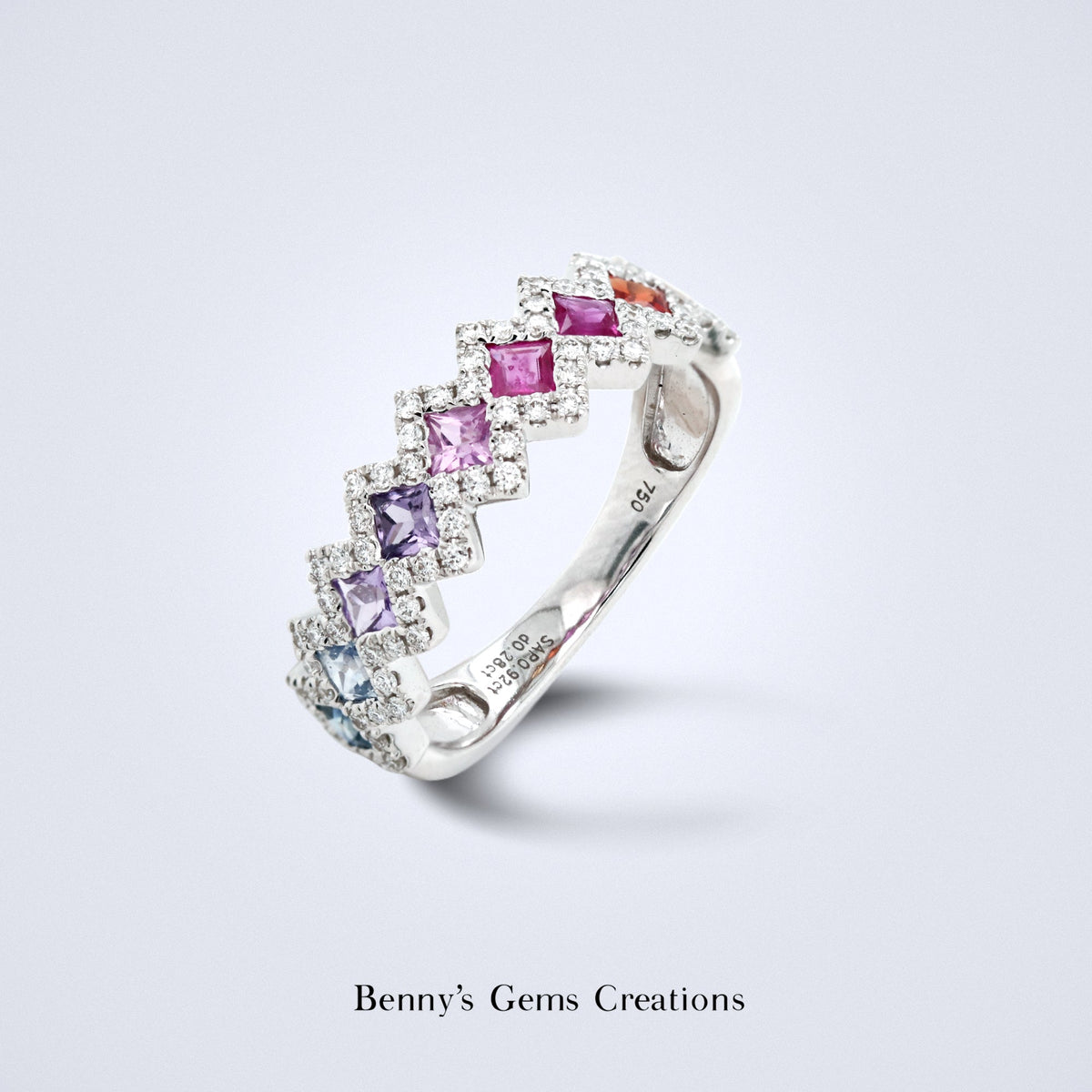 Rainbow Fantasy Sapphire Diamond Ring - Benny's Gems Creations