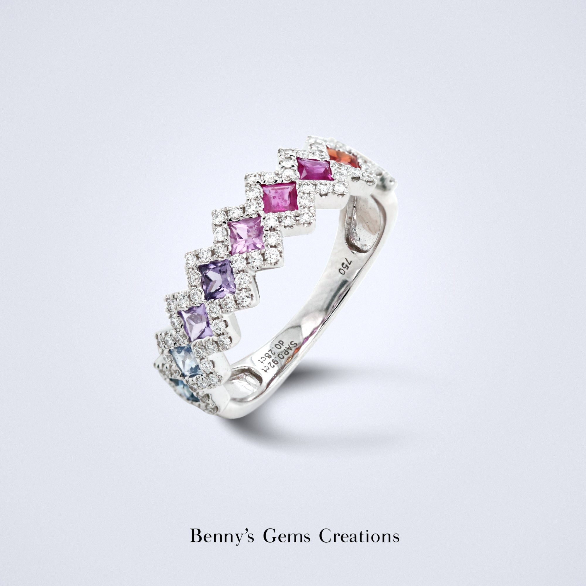 Rainbow Fantasy Sapphire Diamond Ring - Benny's Gems Creations