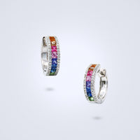 Rainbow Sapphire Diamond Huggies - Benny's Gems Creations