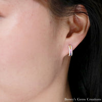 Rainbow Sapphire Diamond Huggies - Benny's Gems Creations