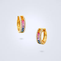 Rainbow Sapphire Diamond Huggies - Benny's Gems Creations