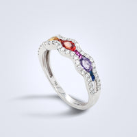 Rainbow Waves Sapphire Diamond Ring - Benny's Gems Creations