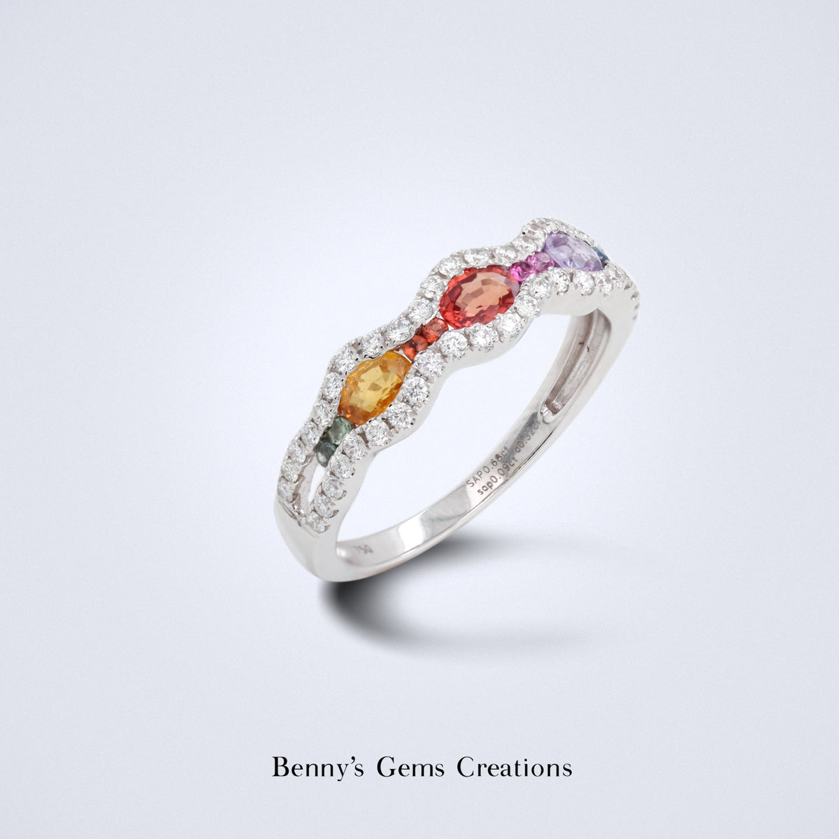 Rainbow Waves Sapphire Diamond Ring - Benny's Gems Creations