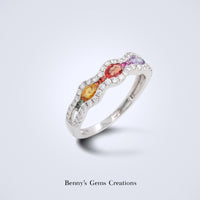 Rainbow Waves Sapphire Diamond Ring - Benny's Gems Creations