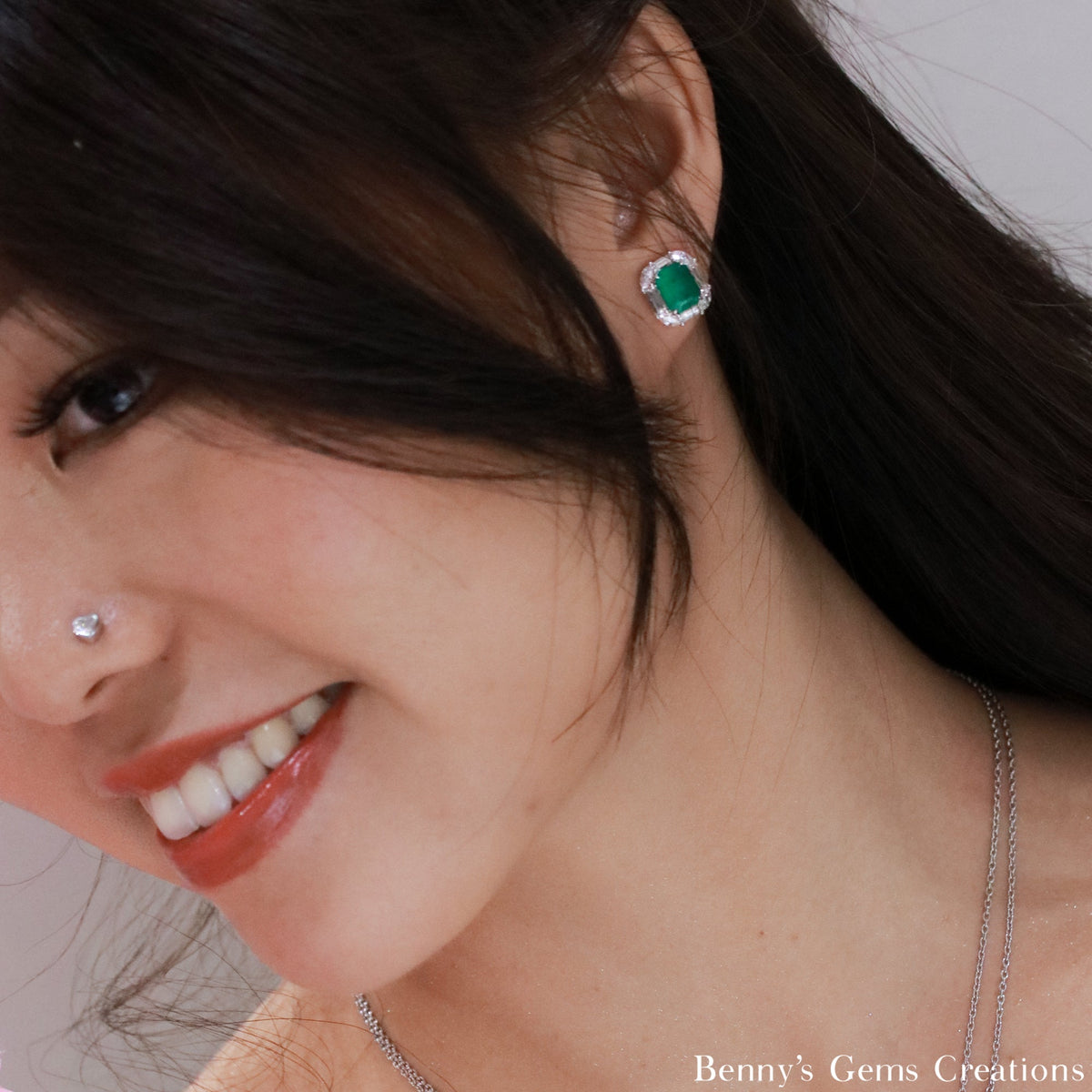 Regal Emerald Diamond Earrings - Benny's Gems Creations