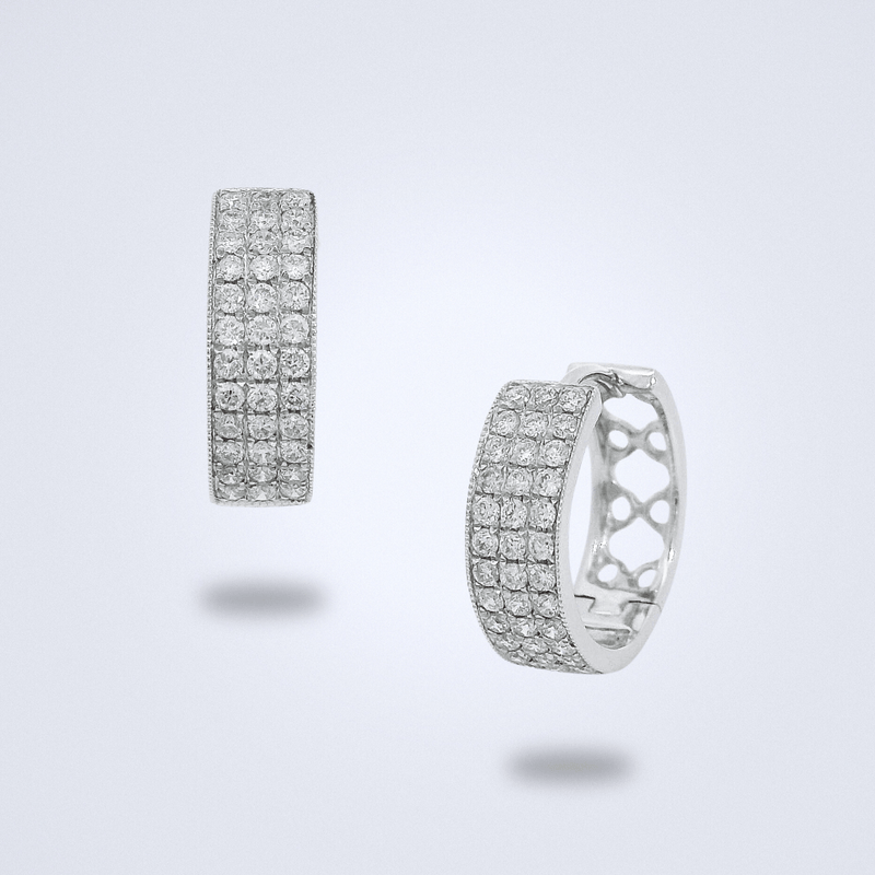 Retro Bling White Gold Diamond Huggies - Benny's Gems Creations