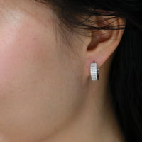 Retro Bling White Gold Diamond Huggies - Benny's Gems Creations