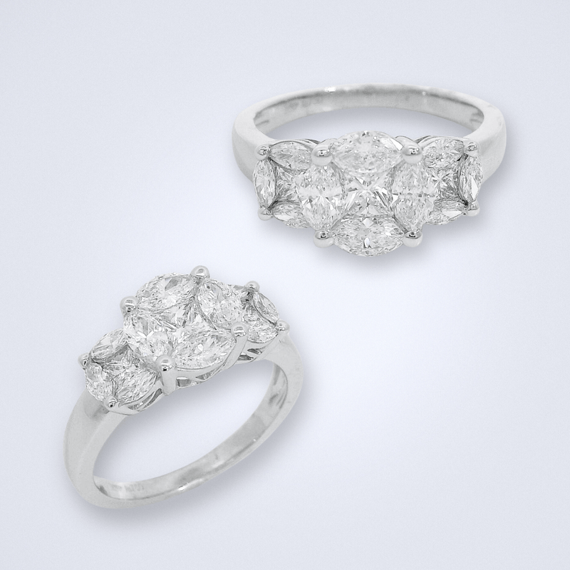 Round Illusion Trilogy Set Diamond Ring - Benny's Gems Creations