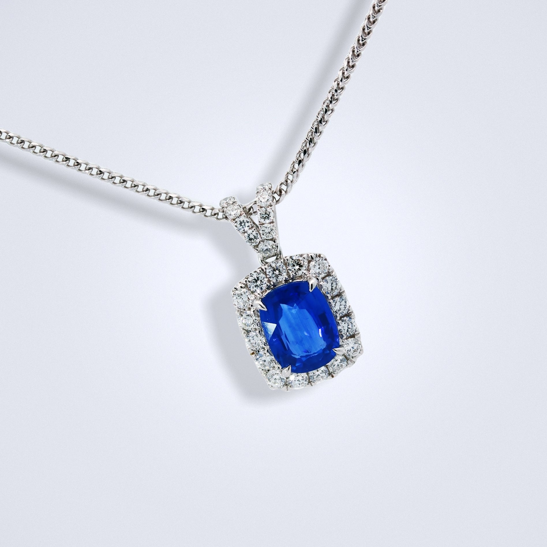 Royal Blue Sapphire Diamond Pendant – Benny's Gems Creations