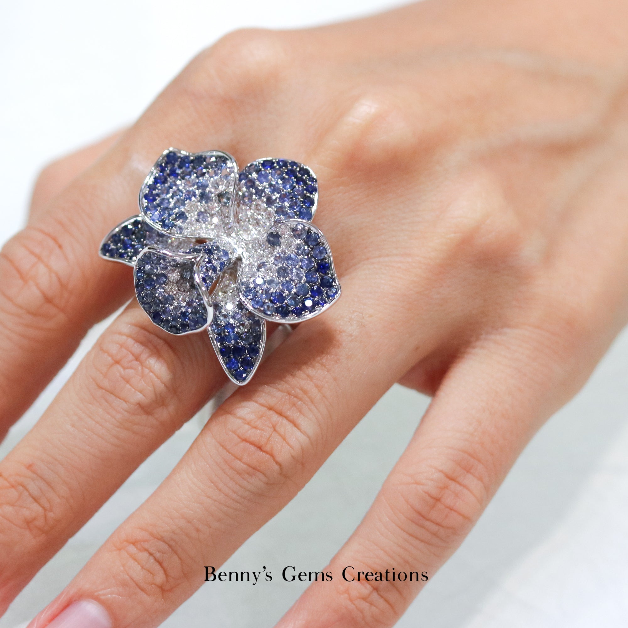 Royal Orchid Blue Sapphire Diamond Ring - Benny's Gems Creations